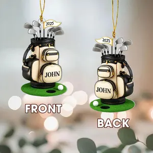 [NEW] Personalized Golf Bag Ornament, Custom Name 2D Flat Christmas Ornament for Golf Lovers, Gift for Golf Dad, Pro Golfer, or Golf Club Member
