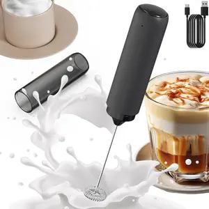 Rechargeable Milk Frother Handheld, Electric Coffee Frother, Portable Hand Frother Wand Drink Mixer for Coffee, Latte, Cappuccino, Frappe Drink, Hot , Kitchen Gifts