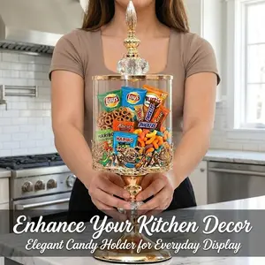 1/2/7 PCS Extra Big Transparent Candy Dispenser Jar with Cover, Decorative Glass Canister for Wedding, Party, Home & Kitchen, Food & Snack Storage, Complete set including lollipop stands and donut racks