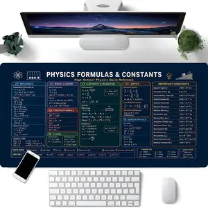 Student Physics Formulas Art XXL Desk Mat, Educational Cheat Sheet Mouse Pad with Non-Slip Base, Large Keyboard Pad for School & Gaming, Learning Aesthetic Decor