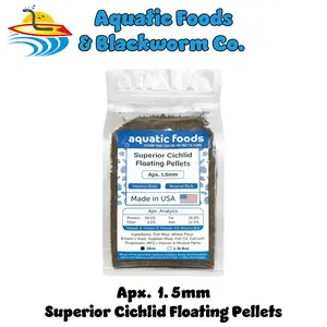 Superior Cichlid Pellets, 1.5mm-1/16" 50% Protein Floating Pellets for all Central and South American Cichlids and ALL Tropical Fish. FREE 4-Type Wafer Mix & 12-Type Pellet Mix Included