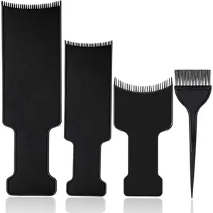 4 Pcs Balayage Highlighting Board and Brush Kit 1 Hair Dye Brush and 3 Balayage Highlighting Board with Teeth Hair Foil Coloring Comb Paddle Bleach Kit for Women Hairstylist Accessories Tools