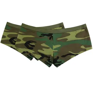 Woodland Camouflage Women’s Slim Fit Booty Shorts – Cotton Spandex Lounge Shorts (2 Pack)