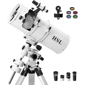 HSL 203EQ Astronomical Reflector Telescope for Adults high Powered,203mm Aperture 800mm Focal Length Professional Telescopes for Adults Astronomy, Comes with 5 Color Filters Set and 3X Barlow Lens
