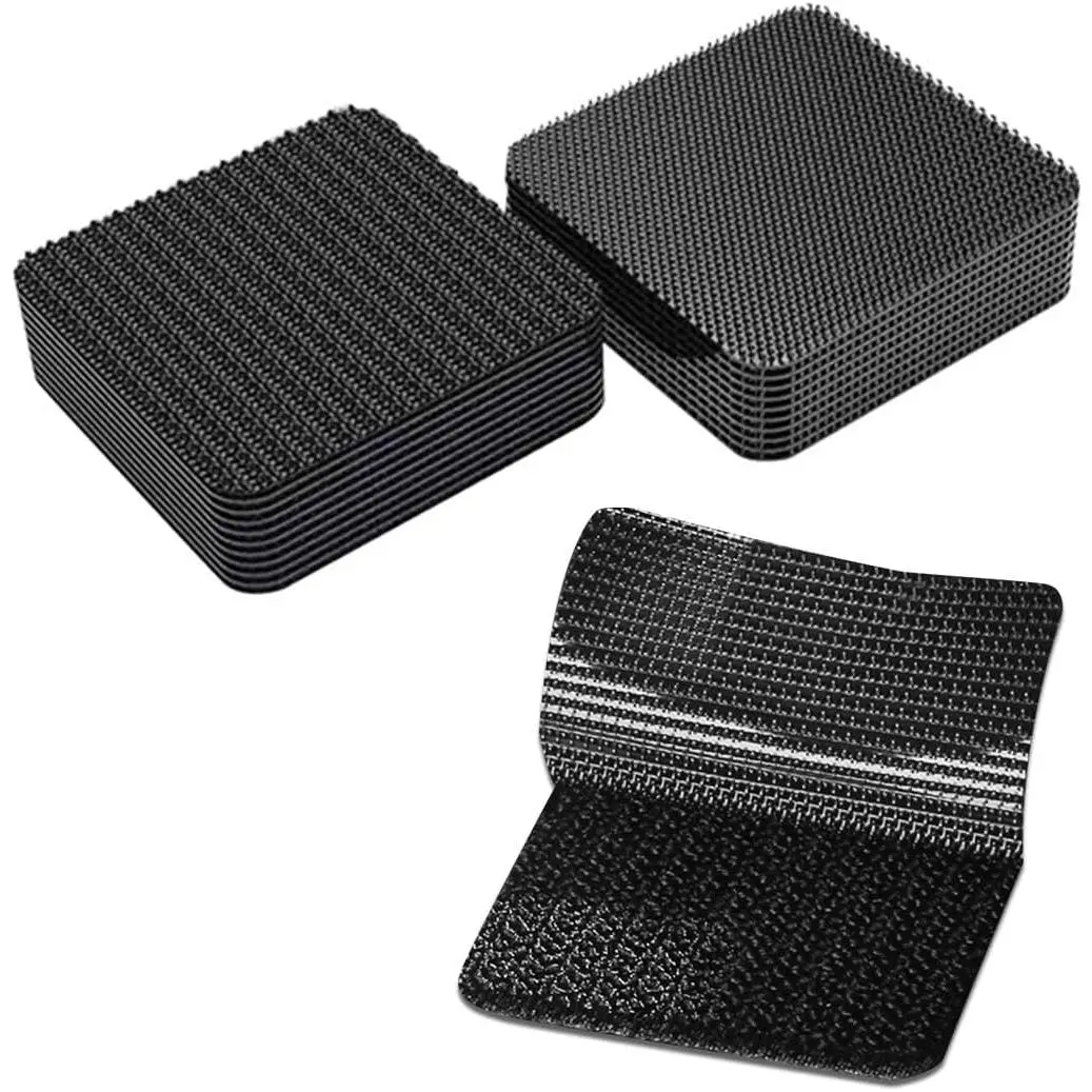 10 PCS Hook and Loop Mounting Strips with Adhesive, 2"*2" Heavy Duty Tape Strip, Multi-Purpose Carpet Rug Fastener Mounting Tape for Power Strip, Car Sun Visor, Floor Mat
