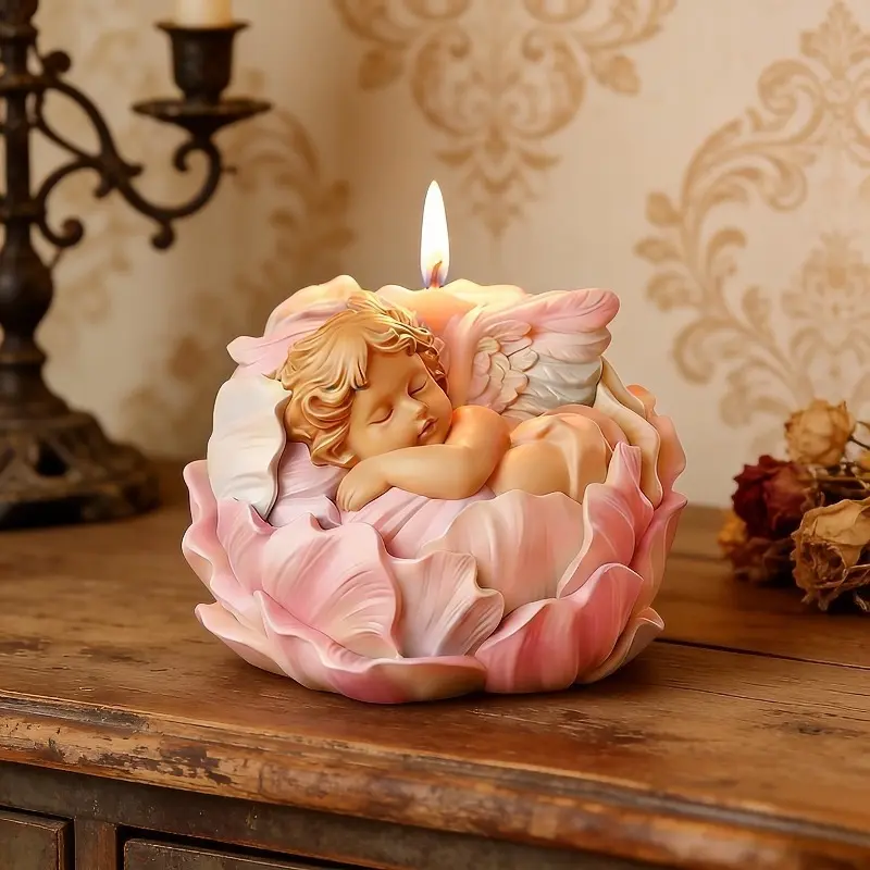 Resin Mould - Silicone Resin Molds, Sleeping Angel in Flower Resin Casting Mould, Textured Wings and Layered Petal Design, Ideal for Thanksgiving and Housewarming, Home Decorations, Spiritual Gifts, Holiday Decorations