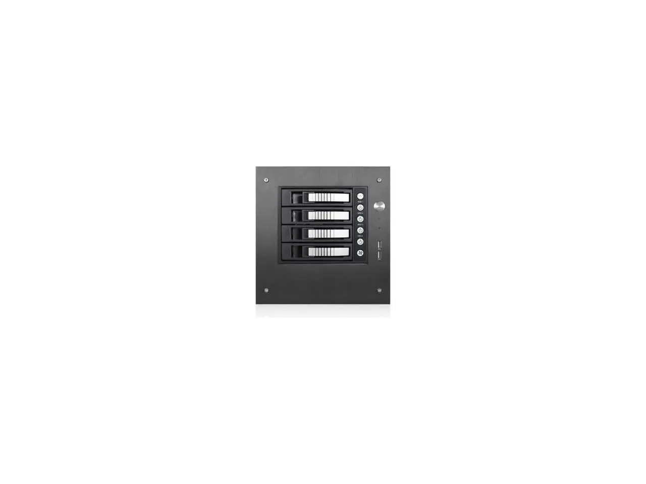 iStarUSA S-35-B4SL Black Aluminum / Steel Tower Compact Stylish 4 x 3.5" Hotswap mini-ITX Tower - Silver HDD Handle