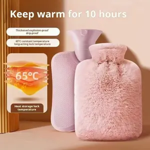 Hot Water Bottle with Knitted Cover, 33.81oz/ 67.63oz Hot Water Bag for Hot and Cold Compress, Hand Feet Warmer, Ideal for Menstrual Cramps, Neck and Shoulder Pain Relief, Pink Hot Water Bottle Hand Warmer Perfect for Bed