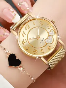 2/4-piece exquisite and versatile women's watch set, fashionable quartz watch, casual steel strip watch, women's watch set