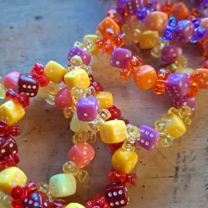 Custom Bracelet - 10 Pack of Colorful Beads with Dice Design