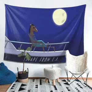 BoJack Horseman inspiration elegant color design tapestry with the living room sofa Living room background wall decorative cloth, bedroom bedside hanging cloth, dormitory transformation applicable, classical character patterns, strong artistic atmosphere.