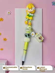 Lemon Meringue Rhinestone Pen - Customizable with Rhinestone Detail and Lemon Meringue Theme for Unique Writing Experience