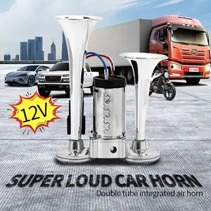Horn System Designed for 12V Super Loud Dual Air Horn Kit Universal Fit with Compressor for Truck SUV Cars Motorcycle Accessories