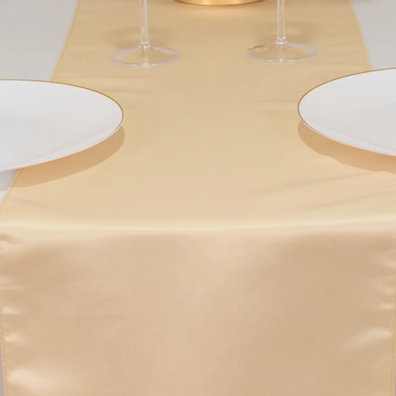 Lamour Satin Table Runner, 12"x108" Beige - Lustrous Event Decoration for Weddings, Household Kitchen Linens