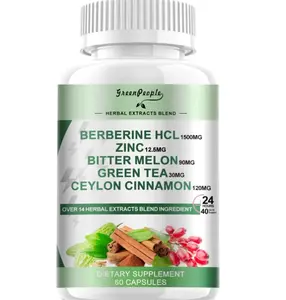 GREENPEOPLE Berberine Supplement with Ceylon Cinnamon - Berberine 1500mg Activates AMPK & GLP-1 Berberine HCL Capsules with Bitter Melon/Artichoke Extracts & Natural Herbs for Immune Support 60 Count
