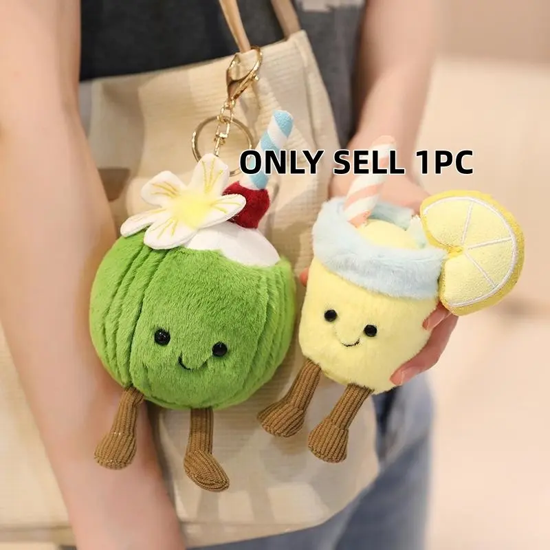 Lemon/Coconut Plush Fuzzy Keychain Cute Keychain Accessory for bags Pendant Cartoon Coconut Plush Toy Birthday Gift Christmas Gift for Children Home Decor Cute Soft Keychains