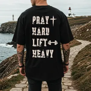 Pray Hard Lift Heavy Christian Gym Shirt Motivational Fitness Teem Faith Workout Shirt Religious Gift Gym Lover Apparel Tee