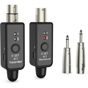 A11  XLR Transmitter and Receiver 2.4GHz,  Microphone System for Dynamic Microphones, Audio Mixer, PA System, 100ft Range, Ultra-Low Latency, Rechargeable  (A11-1(1TX+1RX))