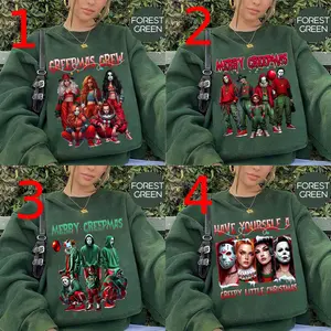 Merry Creepmas Sweatshirt, Horror Christmas Crewneck, Funny Scary Movie Character Holiday Sweater, Creepy Xmas Pullover for Horror Fans, Gift for Him & Her