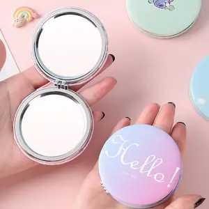 Portable Round Makeup Mirror, Foldable Pocket Mirror for Students, Princess Style Beauty Mirror, Compact Touch-Up Mirror