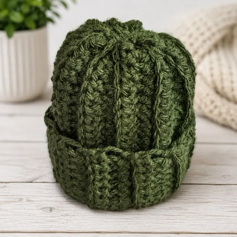 Handmade Crochet ribbed hat perfect for boy or girls