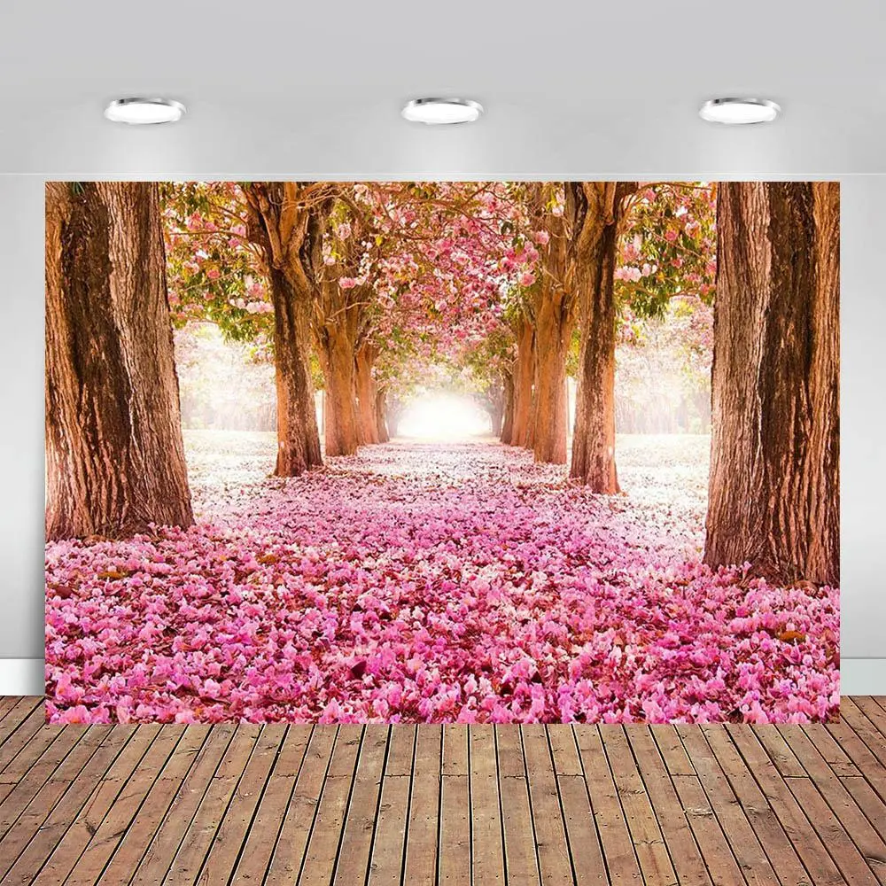 Cherry Blossom Pattern Backdrop, Pink Flower Tree Party Banner, Romantic Nature Scene Background, Bridal Shower Wedding Photo Props Decoration, Ornaments