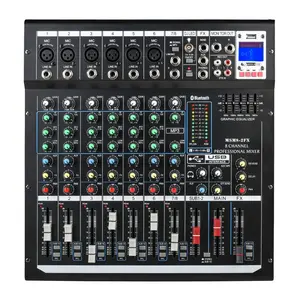 METYONLASER 8-Channel Audio Mixer Sound Board Card with Bluetooth, USB Audio Interface, 48V Phantom Power, FX Reverb Delay Effects, Plug-in Stereo Function for Streaming