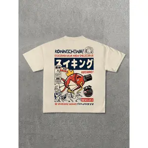 Men's Japanese Koi print round neck T-shirt, summer loose casual short sleeved T-shirt, men's daily top, tropical styleRAIMENTRY