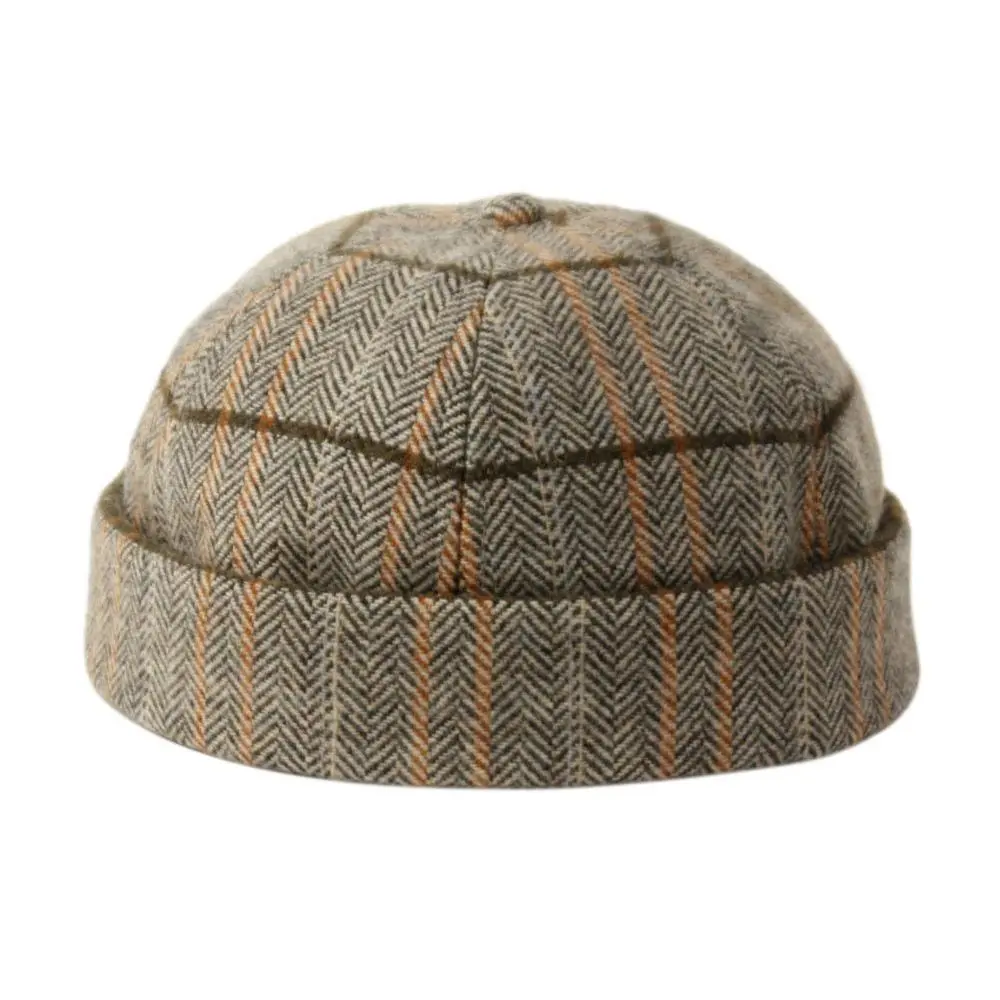 Men's Wool Blend Trawler Beanie Watch Hat Roll up Edge Skull Cap Fishman Beanie