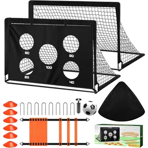 Soccer Goals for Backyard Set of 2, 4x3ft Portable Pop Up Soccer Net,  Soccer  Equipment with Ball, Cones, Ladder, Scoring Target, 3-14Years Old Birthday Gifts for Boy Girl