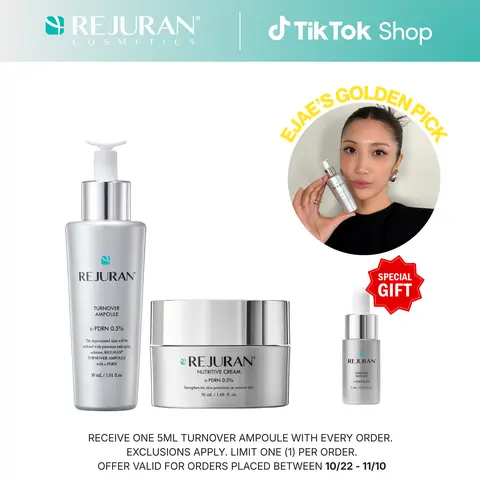 REJURAN Turnover Ampoule 1.01 fl oz & Nutritive Cream 1.69 fl oz - c-PDRN - Anti-Aging Face Serum for Firmness, Radiance, Youthful Skin Korean Skin Care