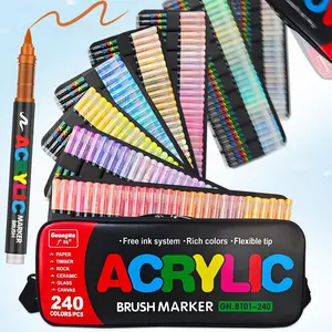 Acrylic Marker Pen Set, 1 Box Acrylic Drawing Markers Waterproof Soft Brush Tip Pens for Art Painting & Crafts, Art Supplies for Glass, Stone, Wood, Paper