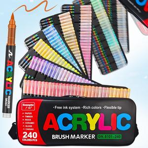 acrylic paint markers set, 1 box waterproof soft brush tip pens for art painting & crafts, art supplies for glass, stone, wood, paper