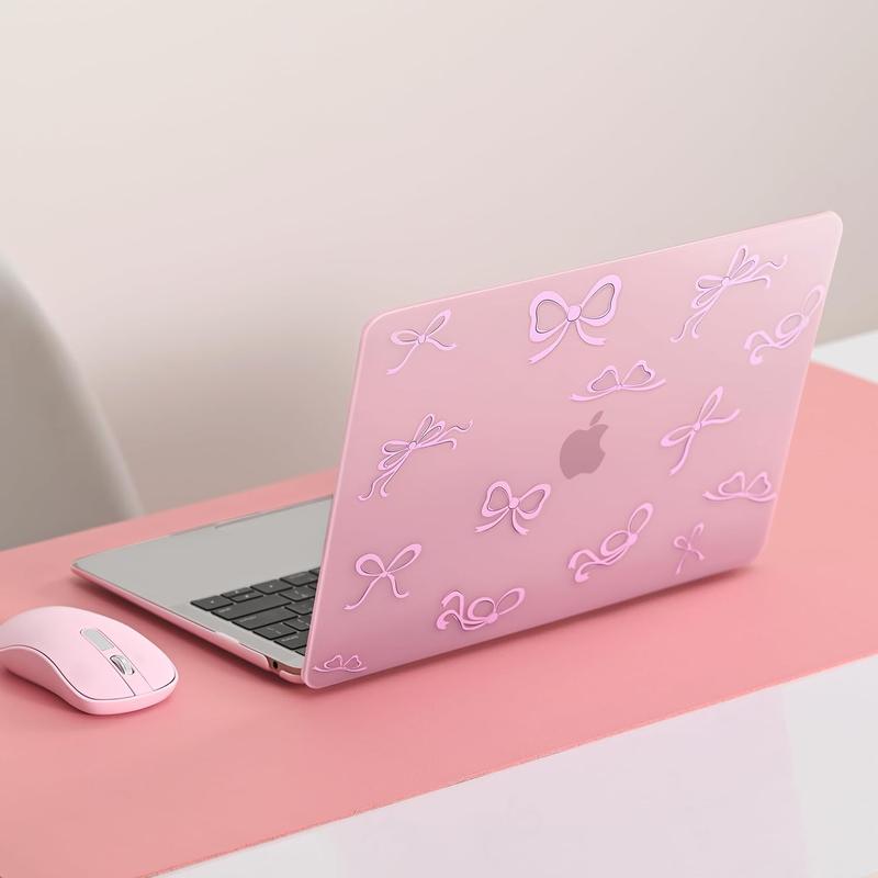 Hard Case Compatible with MacBook Air 13 inch M1 Chip 2021-2018 with Retina Display, Air 13.3 inch Plastic Protective Case + Transparant Keyboard Cover + Screen Protector, Crystal Pink Bow