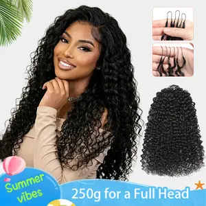 ElNbeauty Crochet Hair Human Hair Extensions Natural Black Pre-Separated for Miracle Knots Boho Braids Burmese Curly 50g/Pack, 4-5 Packs for Full Head, Multiple Curly & Wave Textures Protective Hairstyles For Black Women Vacation Hair #Summervibes