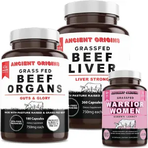 Ancient Origins Women's Starter Pack - Bundle of Three: Grass Fed Organs, Beef Liver, & Women's Blend - Freeze-Dried, Natural, Optimum Health Supplement, Hormonal Balance, dietary capsule