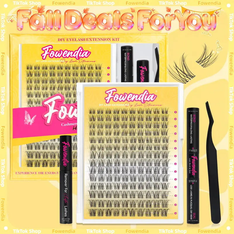 Fowendia First Met Short-Kit C Curl Lash Clusters, 8-14mm DIY Makeup Eyelash Extensions, Super Thin Band Individual Fluffy Lashes for Salon, Natural Manga Look (False Eyelashes & Adhesives Category)