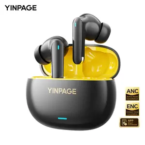 YINPAGE Real 1 Pro Noise Cancelling Headphones with ANC 28dB, 4-Mic ENC, 60ms Gaming, 400mAh Battery, IPx4 Waterproof, 3C Fast-Charging, Bluetooth 5.4, Lightweight Wireless Earbuds