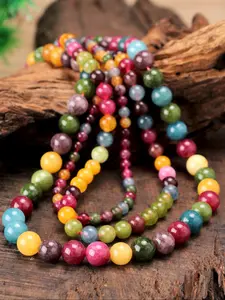 1 count 4/6/8mm Colorful Tourmaline Natural Stone Necklace Boho Autumn/Winter Women's Choker Gift for Friends and Family Statement Necklace