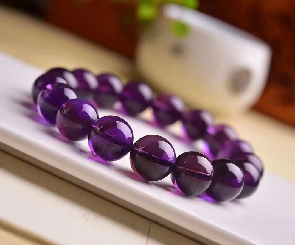 12mm Premium Natural Purple Crystal Bracelets