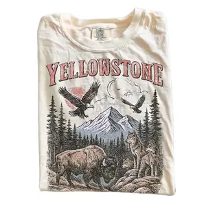 Yellowstone National Park Vintage 90s Stlye T-Shirt, Wildlife Graphic Tee with Bison Wolves Eagles, 90s Hiking Nature Shirt, Comfort Colors