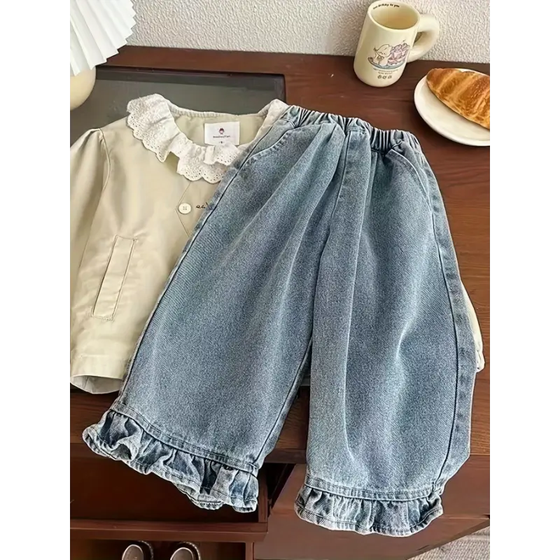 2026 New Children'S Pants Spring Korean Casual Jeans children  potty training pant cj  touch  socks kid outdoor holiday,The style is ankle pants.