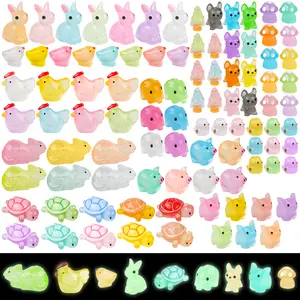 Glow In The Dark Mini Resin Animal Figurines, Luminous Indoor & Outdoor Decorations for Garden Decor, Aquarium Displays, Fairy Tale Miniature Landscapes, Potted Plants, Hide & Seek Play (107PCS)