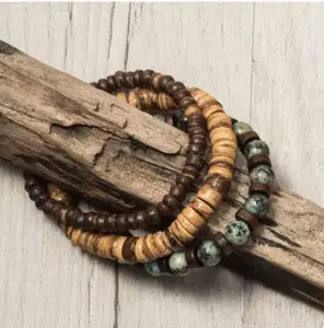 3 pcs Men's surfer bracelet set coconut beaded bracelet