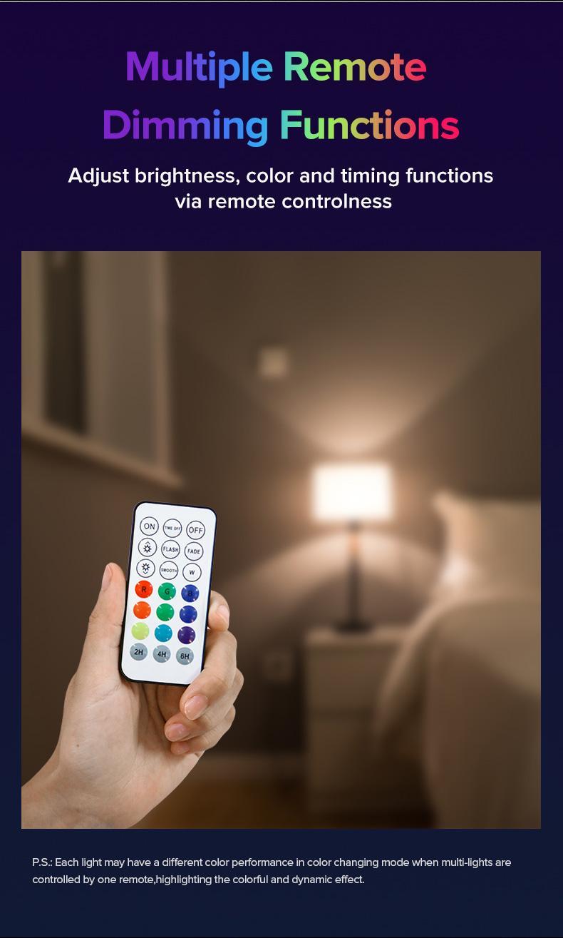 SANSI RGBW LED Color Changing Light Bulb with Remote Control, 2000LM 120W Equivalent, 10 Color Choices, Timing, Dimmable, A21 18W E26 Decorative