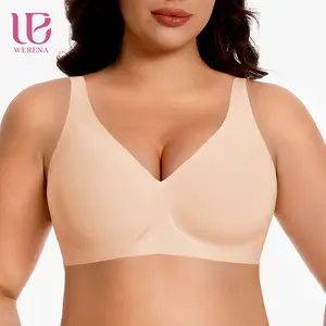 Werena Deep V-Neck Wireless Bras for Women Seamless No Underwire  Minimizer Bra Comfortable Everyday Wire-free Bras