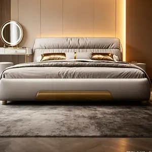 Queen/King/Full Size Upholstered Platform Bed Frame Solid Wooden Slats Bed Frame w/ 2 Storage Drawers Mattress Foundation, No Box Spring Needed