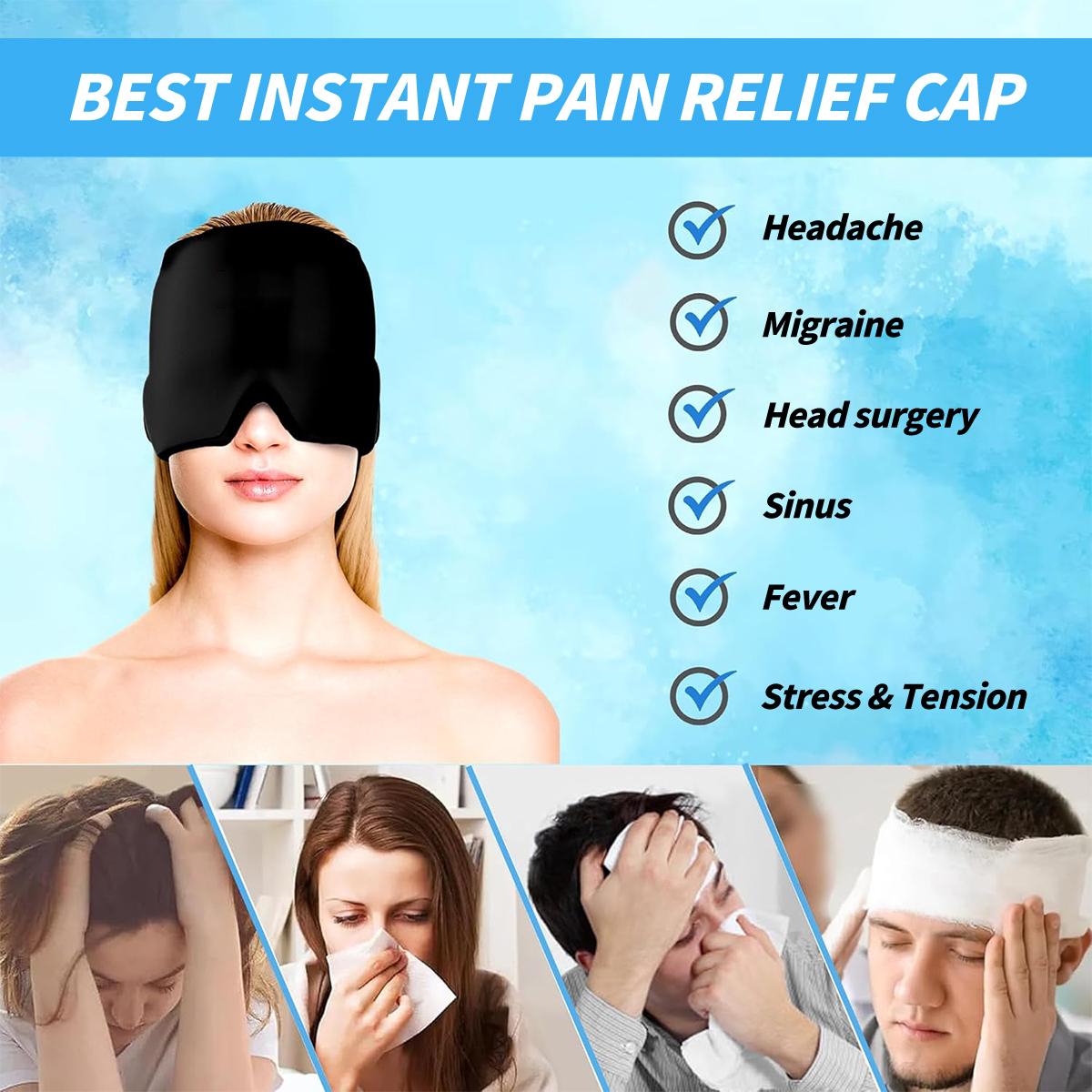 SGGUI Migraine Headache Relief Cap, Gel Ice Head Wrap, Hot and Cold Therapy, Headache Eyes Mask for Sinus, Puffy Eyes, Tension,Hangover and Stress Relief