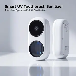 Smart toothbrush sterilizer for two people, UV sterilization, electric toothbrush, hot air drying, no-drill storage rack