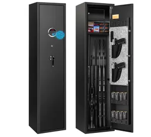 BlackSmith Safe Cabinet for Home,Quick Access,Fingerprint & Keypad,Wall Mount Cabinet with Pistol Rack Pockets Ammo Storage